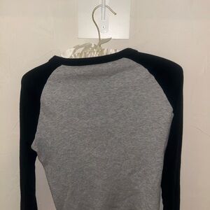 Brandy Melville Long Sleeve Grey Shirt Navy Sleeves